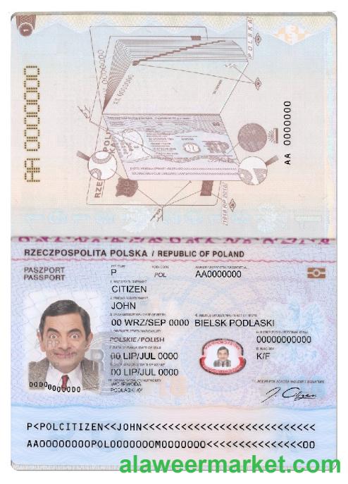 Poland passport template in PSD format, fully editable, 2018 – present